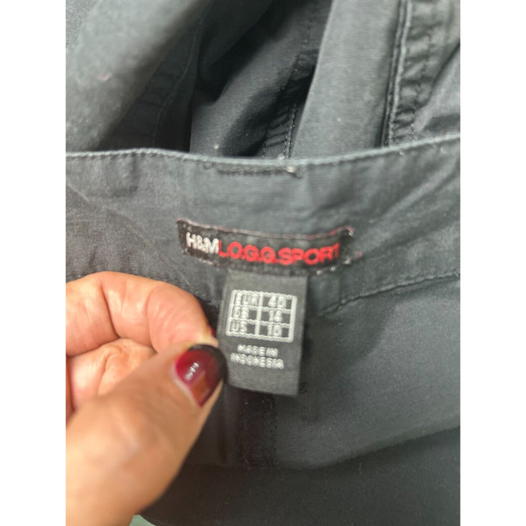 Vintage H&M Parachute Pants Womens Size 10 Black Military Cargo Baggy Y2K Gorp‎ - Picture 12 of 15